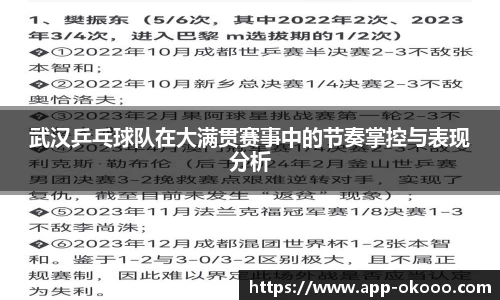 武汉乒乓球队在大满贯赛事中的节奏掌控与表现分析